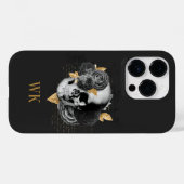 ヴィンテージゴシック様式ブラックおよび金ゴールドフローラスカル Case-Mate iPhoneケース (裏面 (横))