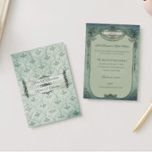 ヴィンテージゴシック結婚セージ緑の箔招待状 箔招待状