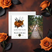 ヴィンテージゴシック結婚式の日付写真を保存 ポストカード