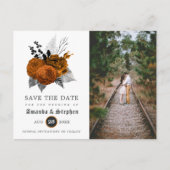 ヴィンテージゴシック結婚式の日付写真を保存 ポストカード (正面)