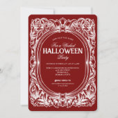ヴィンテージゴシック赤ハローウィンパーティ招待状 招待状 (正面)