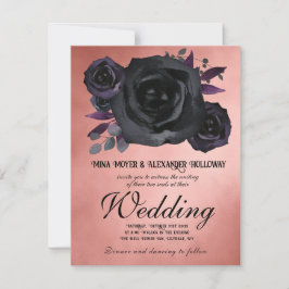 ヴィンテージゴシック赤面ブラックバラQRC 結婚's 招待状