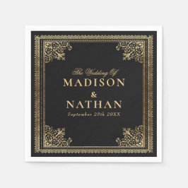 ヴィンテージゴシック金ゴールドビクトリアン結婚式招待状 スタンダードカクテルナプキン