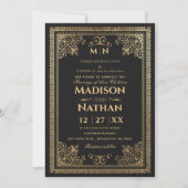 ヴィンテージゴシック金ゴールドビクトリアン結婚式招待状 招待状 (正面)