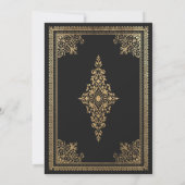 ヴィンテージゴシック金ゴールドビクトリアン結婚式招待状 招待状 (裏面)