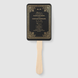 ヴィンテージゴシック金ゴールドビクトリアン結婚式 プログラム ハンドファン