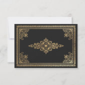 ヴィンテージゴシック金ゴールドビクトリアン結婚式RSVP 出欠カード (裏面)