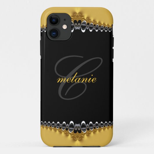 ヴィンテージゴシック金ゴールド+ブラックレースモノグラムiPhone 5 Case-Mate iPhoneケース (裏面)