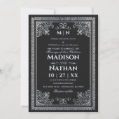 ヴィンテージゴシック銀ビクトリアン結婚式招待状 招待状 (正面)