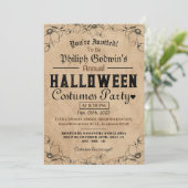 ヴィンテージゴシック風の素朴なハロウィーンの衣装パーティー 招待状 (スタンド正面)