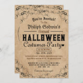 ヴィンテージゴシック風の素朴なハロウィーンの衣装パーティー 招待状 (正面/裏面)