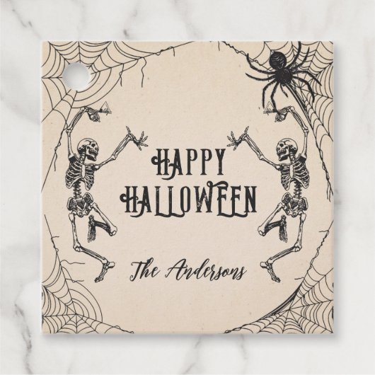 ヴィンテージゴシック骨格スパイダーハローウィンパーティ フェイバータグ (正面)