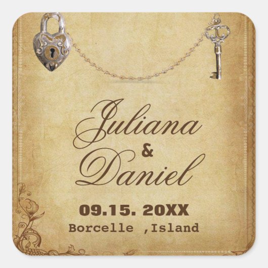 ヴィンテージゴシック骨格鍵結婚ズ スクエアシール (正面)