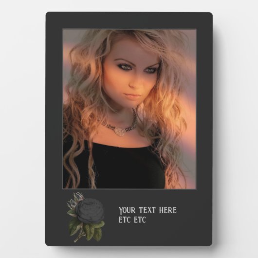 ヴィンテージゴシック黒バラパーソナライズされた板 フォトプラーク (正面)