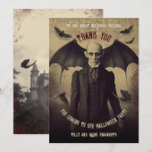 ヴィンテージゴシックVampire Dracula Thank You サンキューカード (正面/裏面)