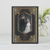 ヴィンテージゴシッビクトリアンク結婚金ゴールドの写真 サンキューカード (スタンド正面)