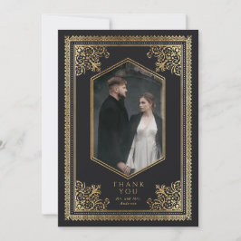 ヴィンテージゴシッビクトリアンク結婚金ゴールドの写真 サンキューカード
