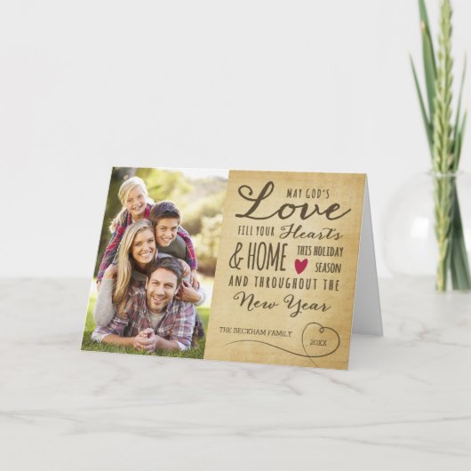 ヴィンテージゴッドラブホリデーフォトグリーティングカード シーズンカード (正面)
