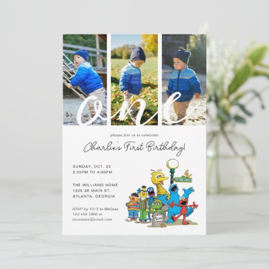 ヴィンテージゴマストリートパル |誕生日の最初の写真 招待状 (スタンド正面)