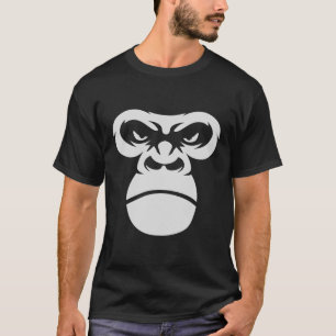 ヴィンテージゴリラ顔白黒 Tシャツ