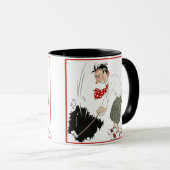 ヴィンテージゴルフのスポーツのユーモアおもしろい、間抜けゴルファー マグカップ (正面右)