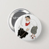 ヴィンテージゴルフのスポーツのユーモアおもしろい、間抜けゴルファー 缶バッジ (正面&裏面)