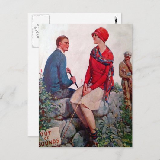 ヴィンテージゴルファーの範囲外はがき ポストカード (正面/裏面)