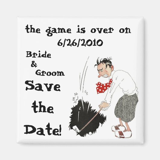 ヴィンテージゴルファー ゴルフ中！ Save the Date! マグネット (正面)