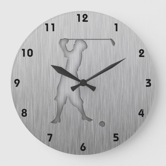 ヴィンテージゴルファー；メタルルック ラージ壁時計 (正面)