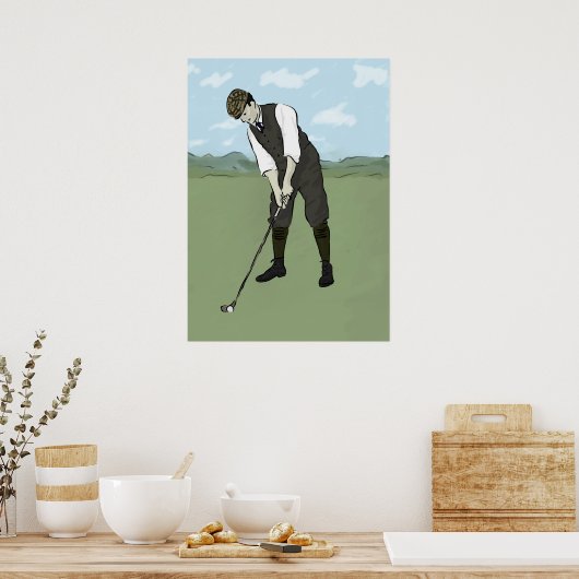 ヴィンテージゴルファーV1アート ポスター (キッチン)