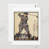 ヴィンテージゴルフイラストレーションバイペンフィールドハガキ ポストカード (正面/裏面)