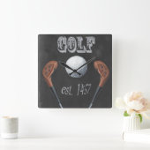 ヴィンテージゴルフカルクボードデザイン スクエア壁時計 (ホーム)
