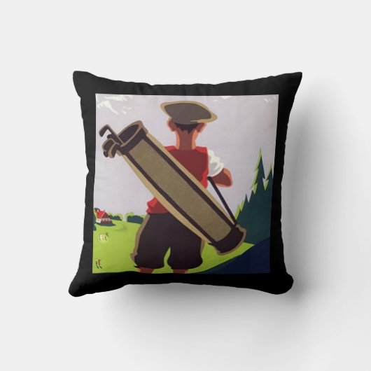 ヴィンテージゴルフキャディアートワークピロー クッション (裏面)