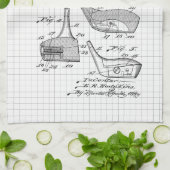 ヴィンテージゴルフクラブイラストレーション キッチンタオル (折り畳み)