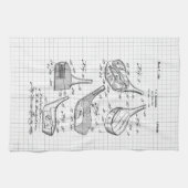 ヴィンテージゴルフクラブイラストレーション キッチンタオル (横)