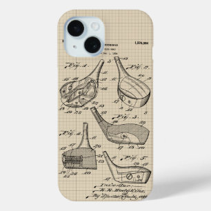 ヴィンテージゴルフクラブイラストレーション iPhone 15ケース