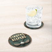 ヴィンテージゴルフクラブ及びボールファインダーのキーパー ラウンドペーパーコースター (インサイチュ)