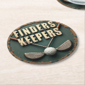 ヴィンテージゴルフクラブ及びボールファインダーのキーパー ラウンドペーパーコースター (アングル)