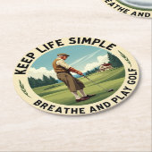 ヴィンテージゴルフシーン感動的引用文 ラウンドペーパーコースター (アングル)