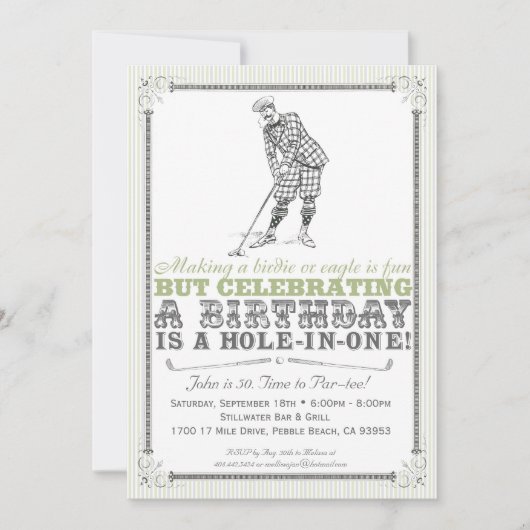 ヴィンテージゴルフパーティの招待状 – マン 招待状 (正面)