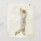 ヴィンテージゴルフプレーヤー付きポストカード ポストカード (正面/裏面)