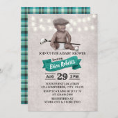 ヴィンテージゴルフボーイスポーツブラックベビーシャワー 招待状 (正面/裏面)