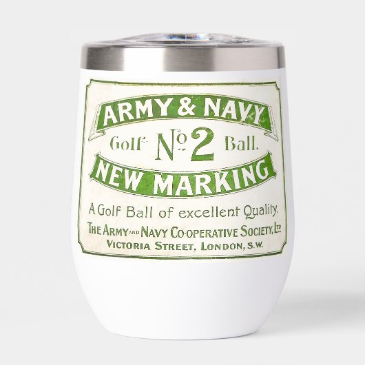 ヴィンテージゴルフボール広告ワインタンブラー (正面)
