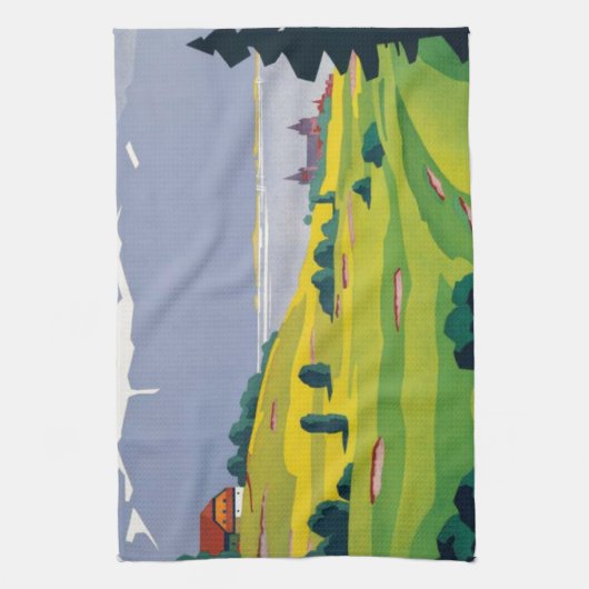 ヴィンテージゴルフローザンヌシティレイクスイス キッチンタオル (縦)