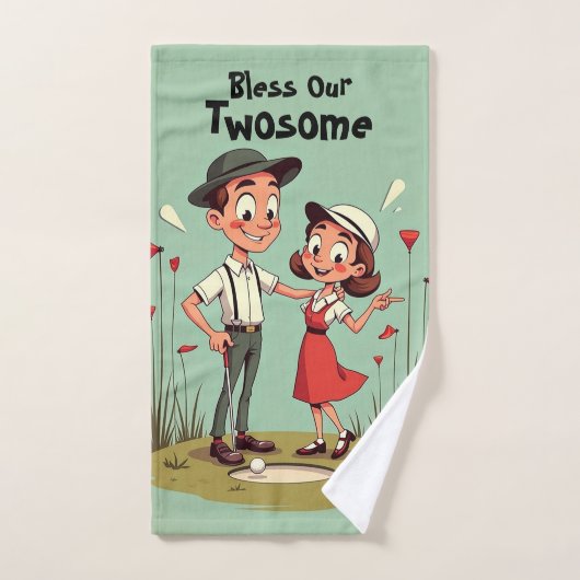 ヴィンテージゴルフ愛好家の漫画 ハンドタオル (ハンドタオル)