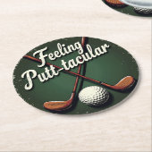 ヴィンテージゴルフ感じユーモア:パット・タキュラ ラウンドペーパーコースター (アングル)