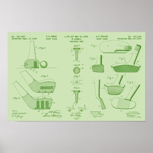 ヴィンテージゴルフ特許ポスター2フレッシュグリーン ポスター (正面)