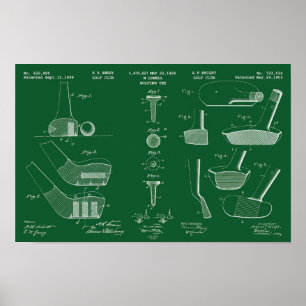 ヴィンテージゴルフ特許ポスター2 Green Chalkboard ポスター