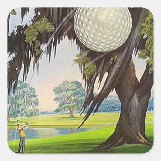 ヴィンテージゴルフ競技ゴルフスタンプ旅行旅行 スクエアシール (正面)