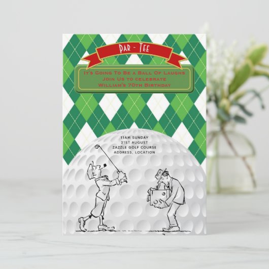 ヴィンテージゴルフ70th誕生日レトロ招待状マン 招待状 (スタンド正面)